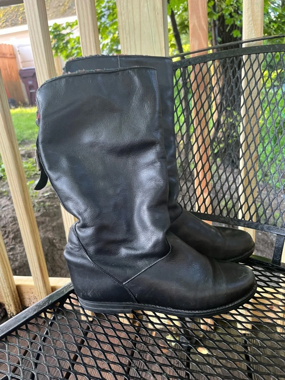 Canada North Fleece Insulated Black Slouchy Leather Boots Size 8.5